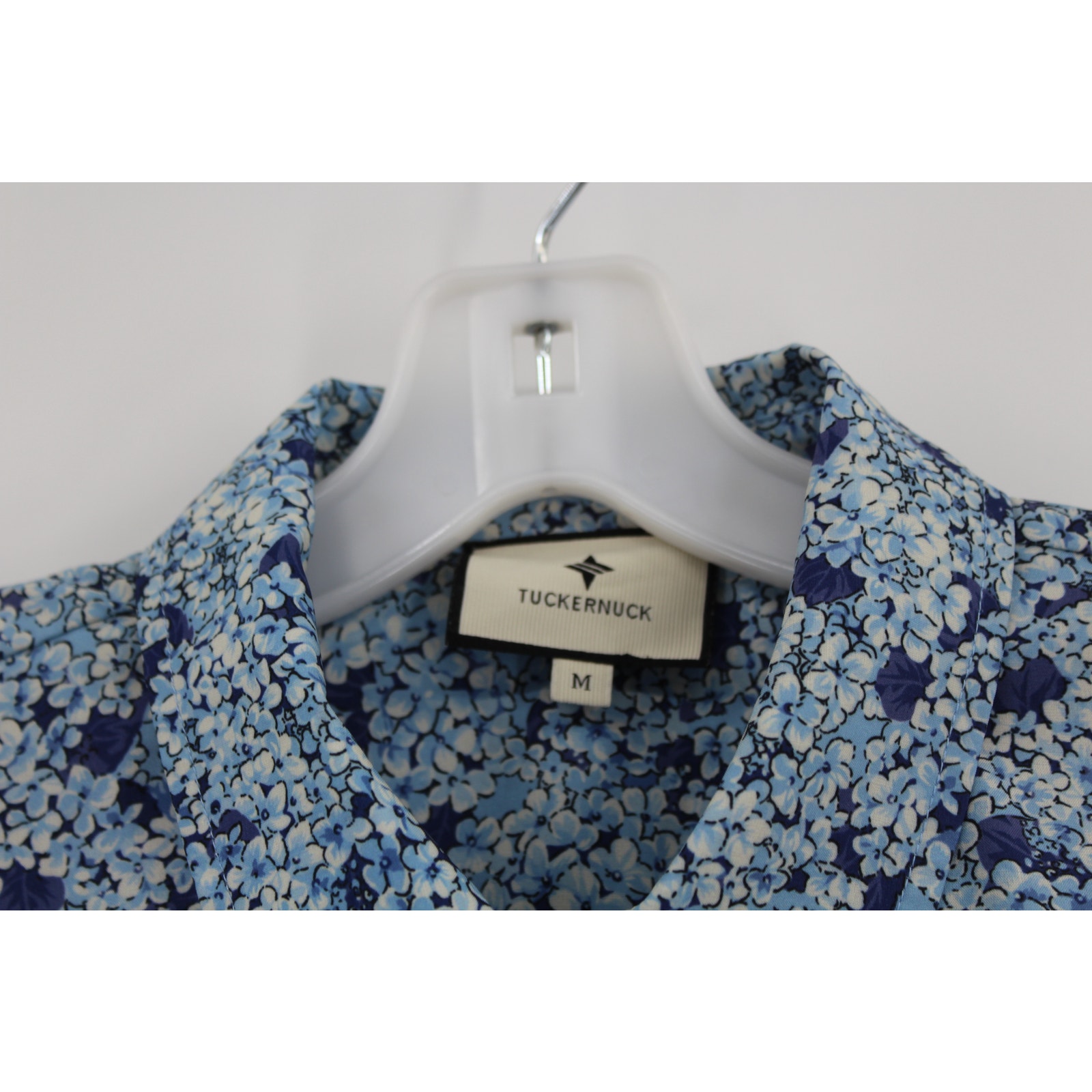 Tuckernuck Shirt Dress Womens Medium Blue Hayes Hydrangeas Button Front — image 3 of 6
